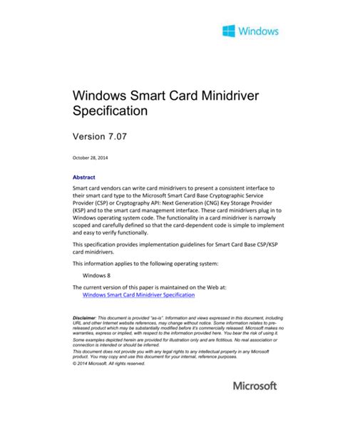 Windows Inbox Smart Card Minidriver 